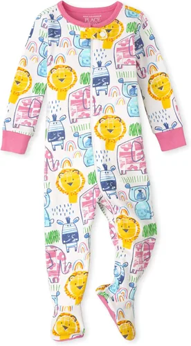 Miniatura 3 de The Children's Place Pijama de una pieza con pies y cremallera frontal 100% algodón para niñas pequeñas
