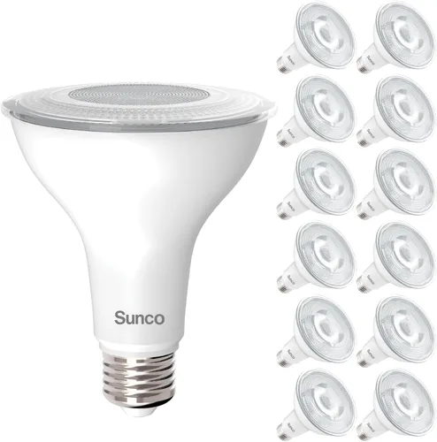 Sunco Paquete de 12 Bombillas LED PAR30, Iluminación de Inundación Exterior, Bombillas de Luz Empotrada de Cuello Largo, 1200 LM, 11W (Equivalente a