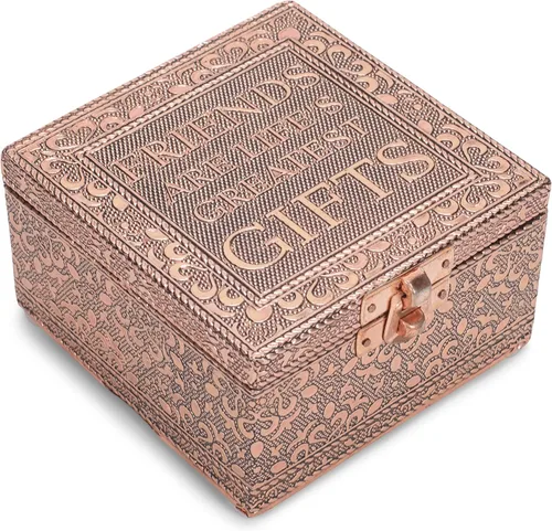 Miniatura 10 de Cottage Garden Página de inicio Perro Pawprint Caja de recuerdo de joyería de metal de tono de cobre
