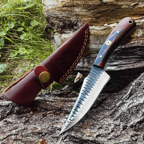 Miniatura 6 de Cuchillo de despellejamiento artesanal Titan International Knives de acero Carbon 1080 Cuchillo de hoja fija con revestimiento