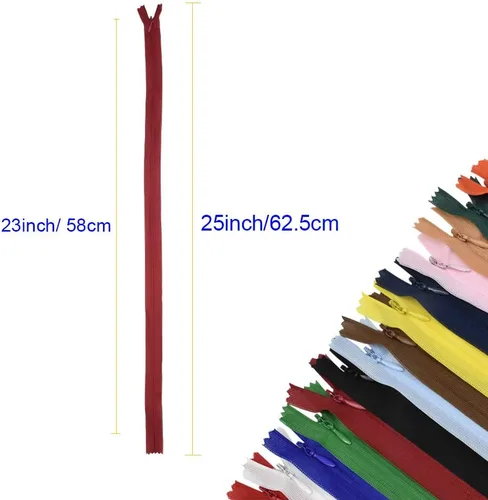 Miniatura 2 de 30 piezas de 23 pulgadas con cremallera invisible de seda con cinta de encaje cerrada, vestido de costura para faldas, vestidos de colores surtidos