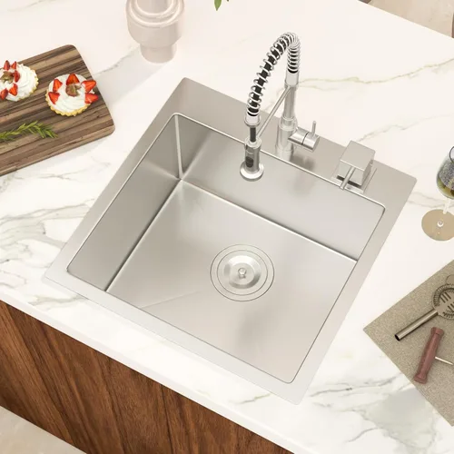 Miniatura 18 de Black Bar Sink Drop in 13x15 Inch Topmount Single Bowl Kitchen Sink Handmade T304 Stainless Steel Wet Bar Sink Outdoor RV Handmade Small Prep Sink