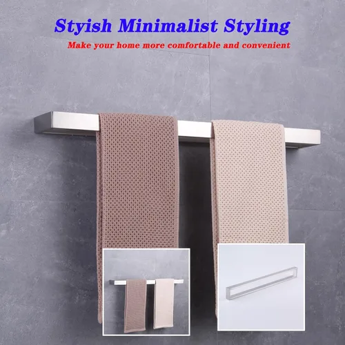 Miniatura 4 de GERZWY Toallero de baño de 36 pulgadas Barra de toalla de baño de acero inoxidable Estilo moderno Montaje en pared Acabado cepillado HG17703-LS