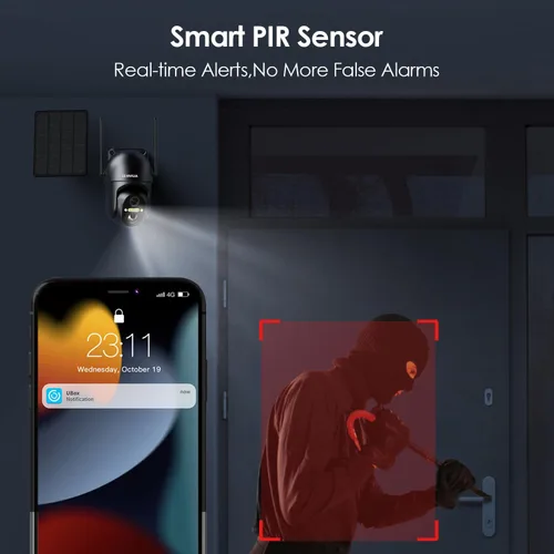 Miniatura 4 de SEHMUA Paquete de 2 cámaras inalámbricas para exteriores, cámaras de seguridad solar 2K inalámbricas para exteriores con visión de 360°, seguridad