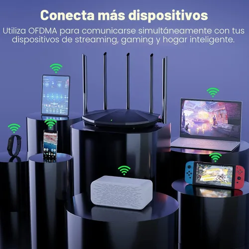 Miniatura 5 de Tenda Router WiFi 6 para el hogar, enrutador Gigabit de doble banda AX1500 para Internet inalámbrico, cobertura de largo alcance con 5 antenas
