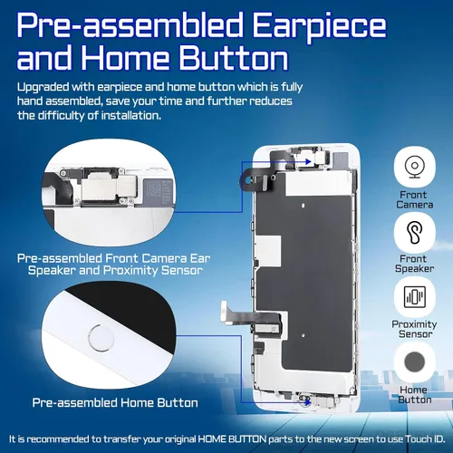 Miniatura 3 de Para iPhone 8 Plus Reemplazo de pantalla Botón de inicio Negro 5.5 "3D Touch LCD Digitalizador Pantalla Auricular Montaje Completo Cámara Frontal