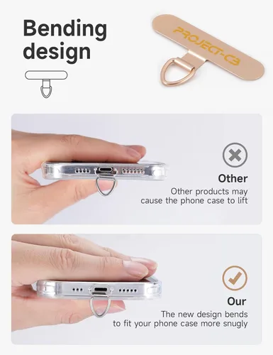 Miniatura 2 de Lengüeta de metal para teléfono, parche de cordón, llavero de soporte para teléfono, soporte para anillo, lengüeta de correa