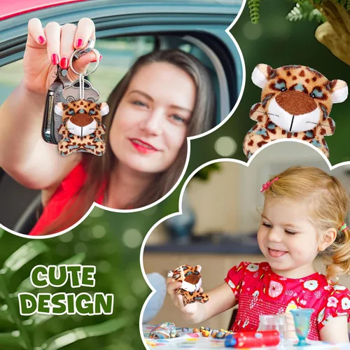 Miniatura 5 de Shappy 30 piezas de mini juguetes de guepardo de peluche, animales de peluche pequeños a granel para baby shower, safari, guardería, decoración
