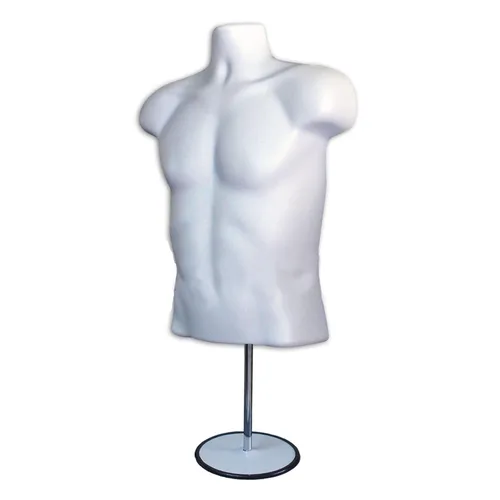 Miniatura 9 de Torso de maniquí masculino con soporte de metal, cuerpo apilable con espalda hueca, forma de vestir para exhibición de camisetas, mostrador, ferias