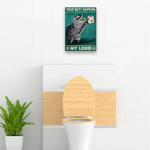 Miniatura 5 de Busmko Divertida decoración de baño con la servilleta de mi manteca de cerdo, mapache de animales, impresiones artísticas de pared, cuadros