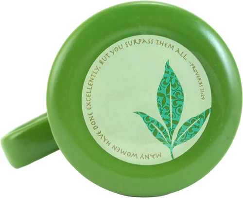 Miniatura 2 de Abbey Gift Juego de taza y posavasos de cerámica "Amazing Woman" Verde