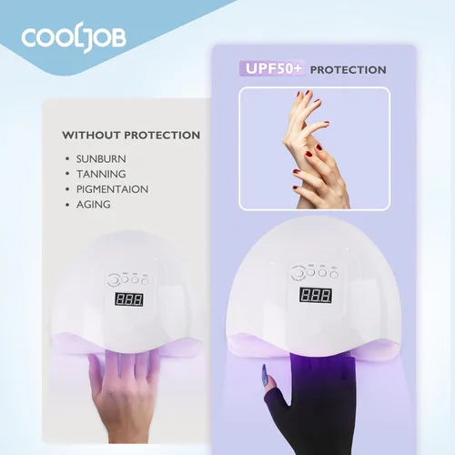Miniatura 5 de COOLJOB Guantes anti-UV para lámpara de uñas, guantes profesionales de protección UV UPF50+ para manicuras, cuidado de la piel sin dedos, mujeres