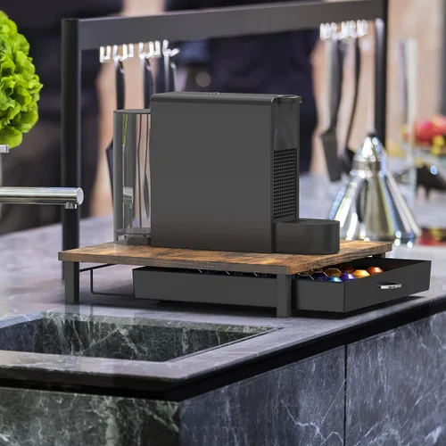 Miniatura 5 de Cajón de cápsulas de café de madera Deco Brothers compatible con 42 cápsulas de la línea original Nespresso, marrón rústico Marrón rústico con tapa