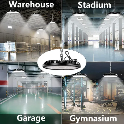 Miniatura 7 de loyal Luces LED de alta bahía: iluminación comercial regulable UFO 6000K - para almacén, garaje, taller, gimnasio, con cable de enchufe de EE. UU