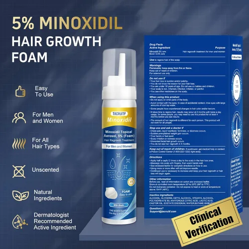 Miniatura 7 de Espuma de minoxidil, 5% de espuma tópica de minoxidil, infundida con biotina, tratamiento para el crecimiento del cabello, minoxidil para hombres