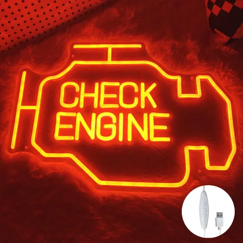 Miniatura 4 de Letrero de Neón Grande, Letrero de Neón Check Engine Light para Decoración de Pared, Letrero de Neón LED para Taller de Reparación de Autos Garaje