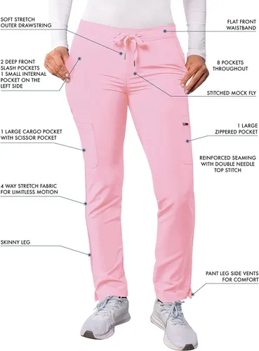 Miniatura 3 de Pantalones Adar Addition Scrubs, ropa quirúrgica, ajustados, con cordón, estilo cargo, para mujer