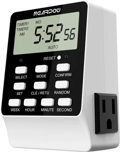 Miniatura 6 de Temporizador de salida, temporizador digital dual NEARPOW con 2 tomas de corriente controladas independientemente, programas temporizados