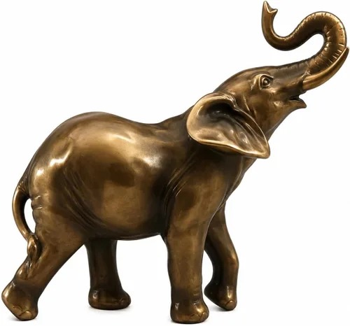 Comfy Hour Estatua de elefante de 6.7 pulgadas con tronco arriba, figura decorativa de animales para escritorio de oficina en casa, escultura de