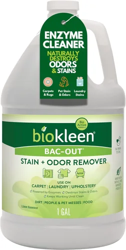 Biokleen Bac-Out - Eliminador de manchas y olores enzimáticos, 128 onzas, destruye manchas y olores de forma segura, para manchas de mascotas,