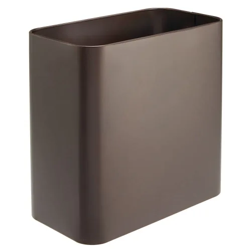 mDesign - Cubo de basura pequeño de metal con capacidad para 2.4 galones, contenedor de basura para baño, contenedor de basura delgado, Mirri Bronce