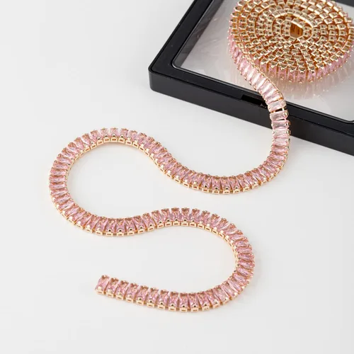 Miniatura 19 de 1 yarda de cadena estrecha de diamantes de imitación de zircón de cristal, adorno rectangular de cuentas para costura, manualidades, decoración