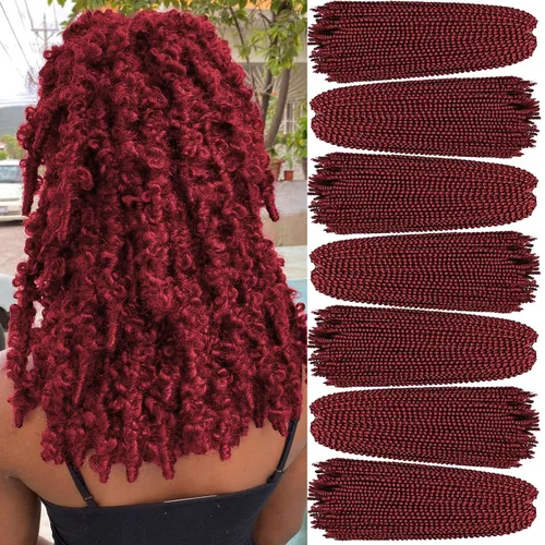 Miniatura 20 de Xtrend - Cabello trenzado de ganchillo con rizos de resorte, color rojo cobrizo, 12 pulgadas, para rizos de mariposa de imitación, extensiones