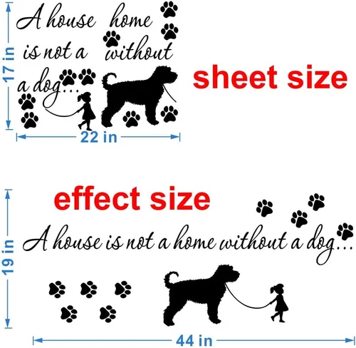 Miniatura 2 de Calcomanía de pared para amantes de los perros, calcomanía de PVC extraíble con bonita cita de mascotas y huellas de patas, palabras de pared