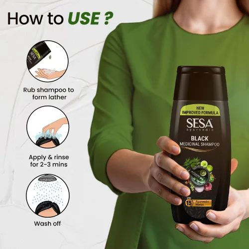 Miniatura 5 de Sesa Champú medicinal ayurvédico, Bhringraj y 16 hierbas raras, todo tipo de cabello, 6.8 fl oz, paquete de 1, sin parabenos