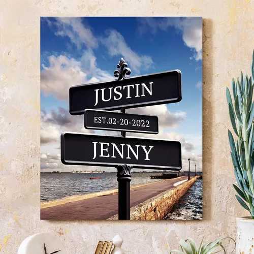 Miniatura 49 de CP CANVASPATH Nombre y fecha de pareja en la playa, impresiones en lienzo personalizadas, regalo de amor para aniversario, boda, cumpleaños y Arte