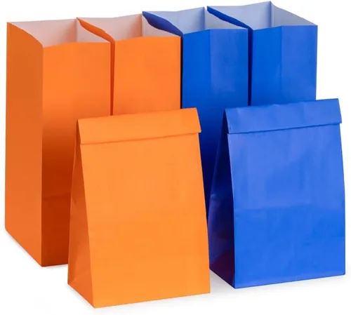 AWELL pequeña bolsa de papel para recuerdos de fiesta envuelta, bolsas de golosinas, 9.3 x 5 x 3 pulgadas, para graduación, cumpleaños, bolsa azul