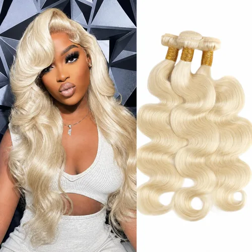 Miniatura 8 de HC Extensiones de cabello humano Remy de 18 pulgadas, cabello lacio de doble trama, cabello cosido con reflejos rubio ceniza mezclado con rubio