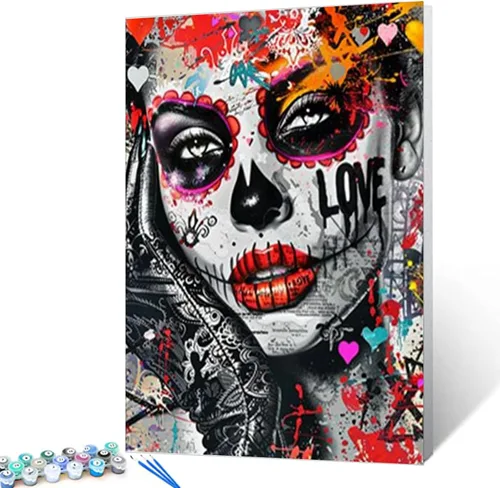 Miniatura 40 de Angel Girl - Pintura por números para adultos, corona de rosas rosadas, pintura al óleo digital, pintura acrílica, kit de pintura linda para niñas