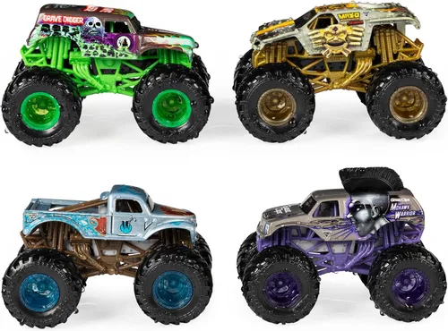 Miniatura 4 de Monster Jam, Official Reveal The Steel - Paquete de 4 camiones monstruo fundidos a presión que cambian de color, escala 1:64 (6058463)