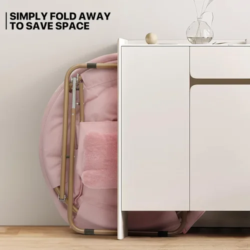 Miniatura 7 de MoNiBloom Silla redonda plegable de piel sintética con reposacabezas extraíble para adultos, marco de metal, de gran tamaño, cómoda, suave