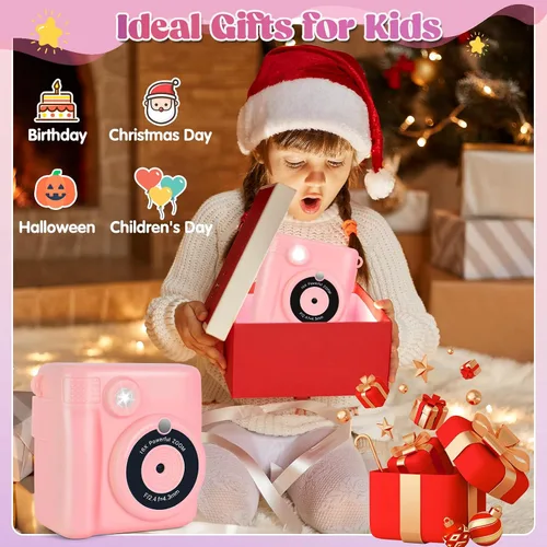 Miniatura 6 de Cámara de impresión instantánea para niños, cámara de 2.4 pulgadas para niños, impresión instantánea con papel y tarjeta de 32G, juguetes digitales