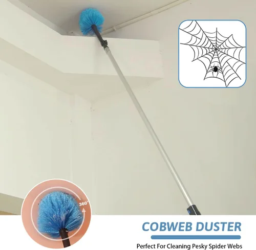 Miniatura 5 de MAYKI Plumeros de alto alcance de 20 pies para limpiar 5 piezas, plumeros de ventilador de techo con poste de extensión, plumero de telaraña