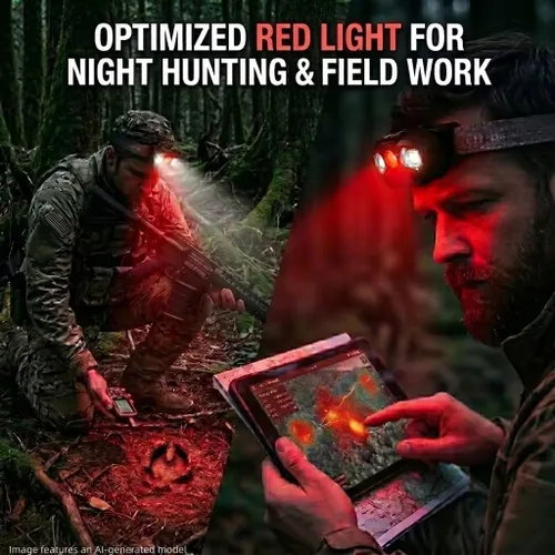 Miniatura 4 de HOKOILN Linterna frontal recargable de 1400 lúmenes, lámpara LED roja verde blanca para caza y pesca, faro con sensor de movimiento con 14 modos