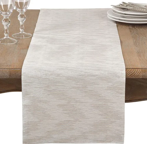 SARO LIFESTYLE Camino de mesa tejido metálico plateado, 14 x 72 pulgadas, oblongo