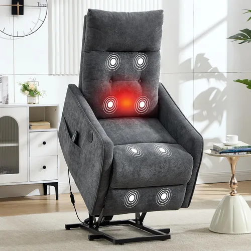 Miniatura 10 de Silla Reclinable con Elevación Eléctrica con Masaje de Vibración y Calor para Personas Mayores de Estatura Pequeña, Silla Elevadora Pequeña
