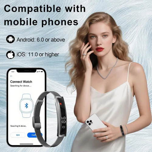 Miniatura 7 de Reloj inteligente para mujeres y hombres, pulsera inteligente ultraligera con monitor de frecuencia cardíaca/oxígeno en sangre/sueño/podómetro