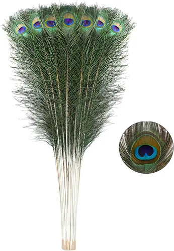 Miniatura 7 de Larryhot Plumas de pavo real artesanal a granel – 40 plumas de 18 a 20 pulgadas para manualidades, bodas, hogar y decoraciones de fiesta