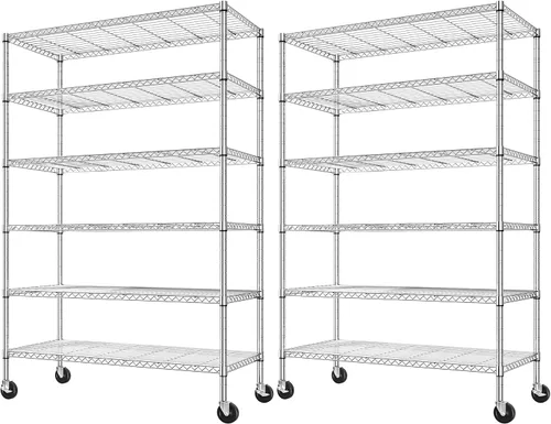 Miniatura 13 de Romorgniz Estantes de almacenamiento de 82 pulgadas de alto x 45 pulgadas de ancho x 18 pulgadas de profundidad con ruedas, estantería de alambre