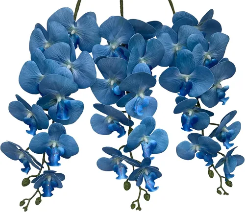Miniatura 5 de FagusHome Phalaenopsis - Flores artificiales de 9 cabezas, 4 piezas de orquídeas artificiales de 42 pulgadas, plantas de tallo para decoración