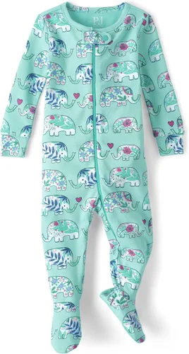 The Children's Place baby-girls And Toddler Long Sleeve 100% Cotton Zip-front One Piece Footed Pajama