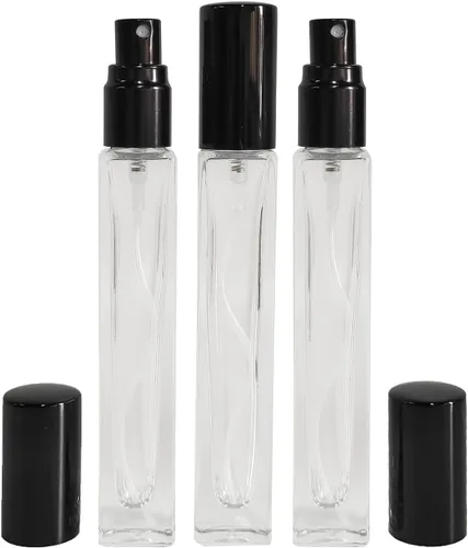 Miniatura 2 de 8 botellas de perfume de 0.3 fl oz, botellas de spray de vidrio rellenables, mini botella de vidrio cuadrada portátil de viaje, pequeña botella