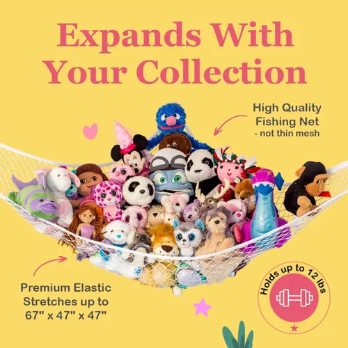 Miniatura 2 de Lilly's Love Hamaca para animales de peluche, organizador colgante de esquina, almacenamiento de juguetes, red de almacenamiento de animales de Gris