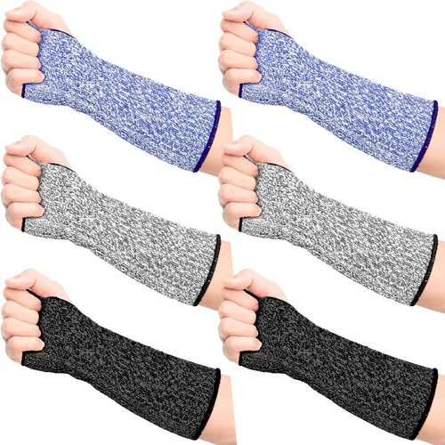 Geyoga 3 pares de mangas resistentes a los cortes para brazos delgados protectores de brazo con agujero para el pulgar para mujeres y hombres,