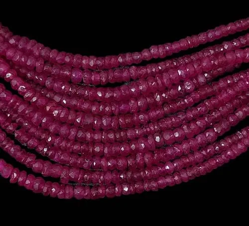 Miniatura 8 de Krishiv Exports - Cuentas facetadas de rubí natural raras/Cuentas facetadas de rubí/Rubí facetado Rondelle/Rubí Piedra preciosa/Rubí/16 "Strand/2.5