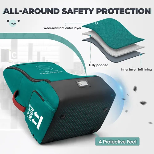 Miniatura 5 de RAINSMORE Bolsa de viaje acolchada para asiento de coche para avión, mochila de asiento de coche resistente para viajes aéreos, bolsas de funda